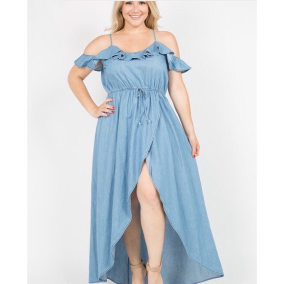 PLUS SIZE!!!! Chambray Denim Dress - Picture 2 of 5